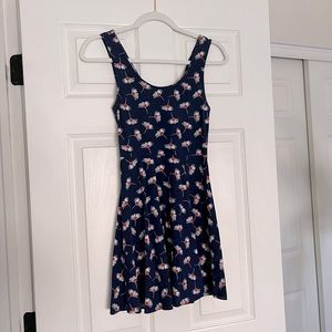 La Hearts navy blue floral dress (S)